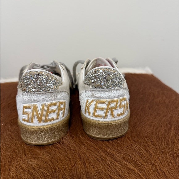 Golden Goose Ball Star Sneakers White Leather/canvas, Gold Star/Soles, Glitter - Picture 4 of 12